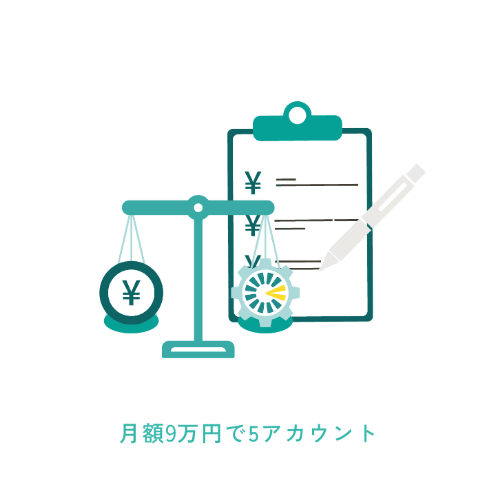 月額9万円で5アカウント
